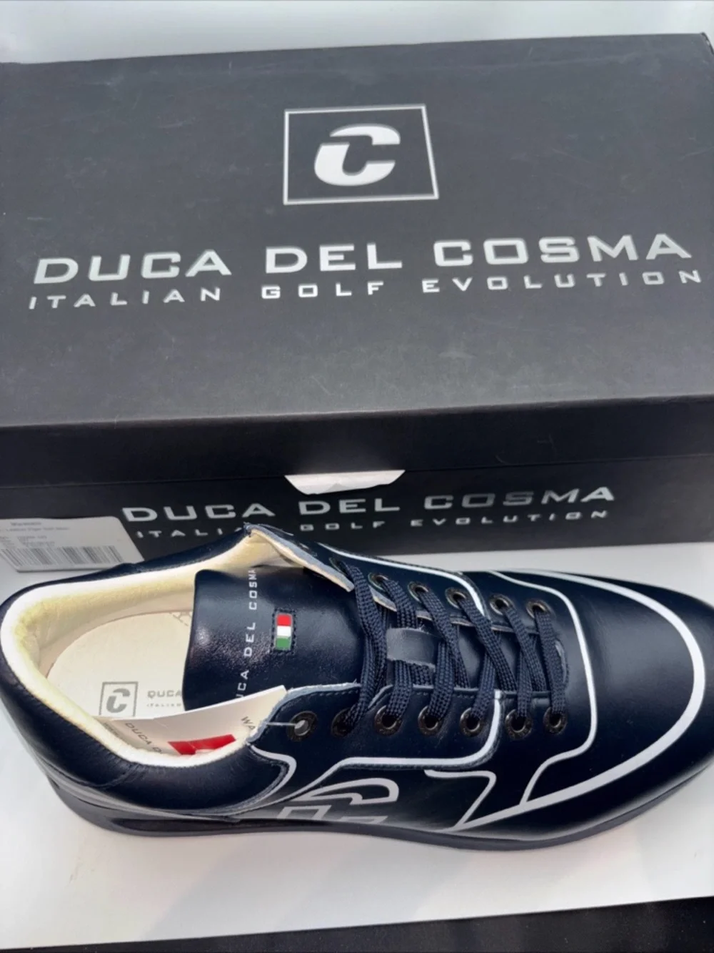 Duca Del Cosma golf shoes Navy Leather Trainer size 8